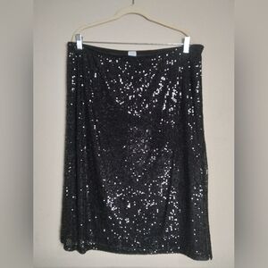 Sequin Skirt Slip On Black Size XL